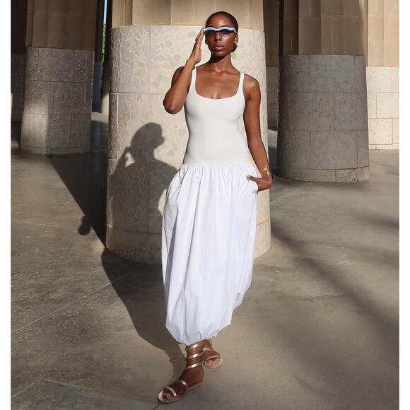 ZARA BLOGGER FAVE!!! Sleeveless Balloon Midi Dress NWT | White Knit M - Picture 12 of 16